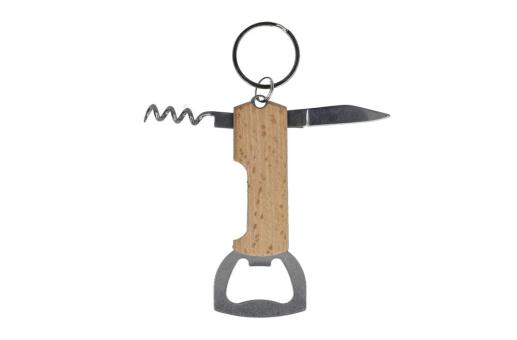 Bamboo wine &amp; bottle opener keychain Nature