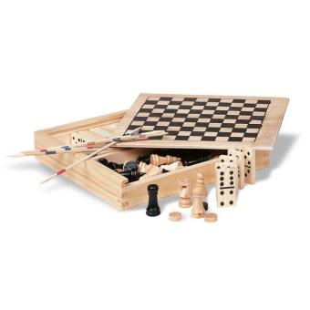 TRIKES 4 games in wooden box Timber