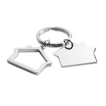 SNIPER Metal key ring house shape Shiny silver