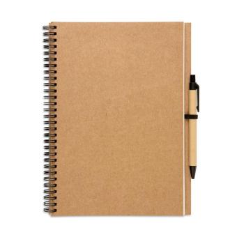 BLOQUERO PLUS Recycled notebook with pen Fawn