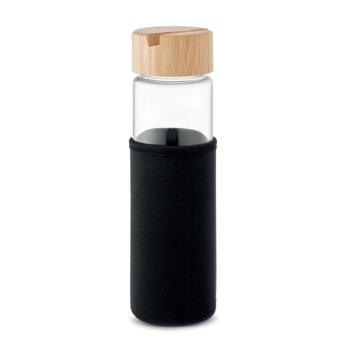 TINAROO Trinkflasche Glas 600 ml Schwarz