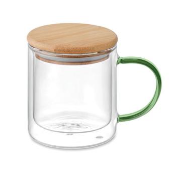 FARBI Double wall borosilicate mug Transparent green