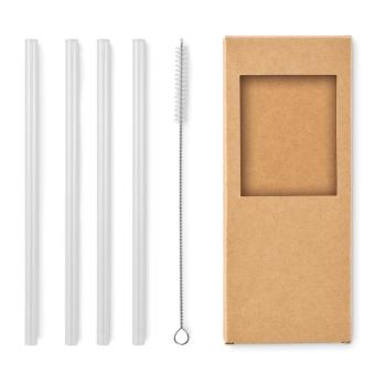 GLAW Glas Trinkhalme-Set Holz