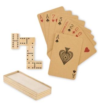 DOMI&CARDS Domino- und Spielkarten-Set Holz