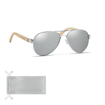HONIARA Bamboo sunglasses in pouch Shiny silver