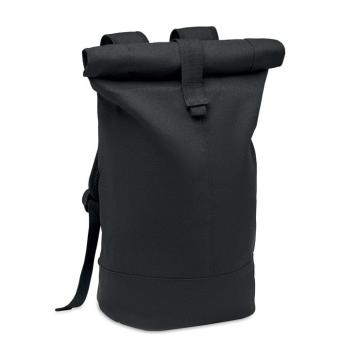 ZURICH ROLL Rolltop washed canvas backpack Black