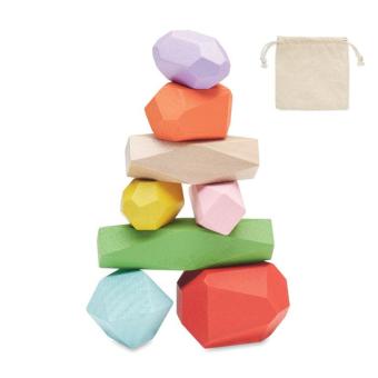 DOLMEN 8 stacking wood rocks in pouch Fawn