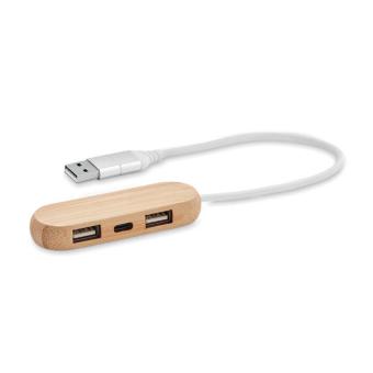 VINA C 3 Port 2.0 USB Hub Holz