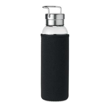 HELSINKI GLASS Glass bottle in pouch 500 ml Black