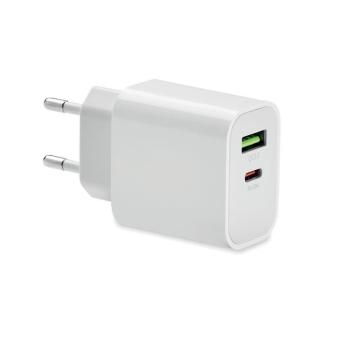 18W 2 port USB charger EU plug White