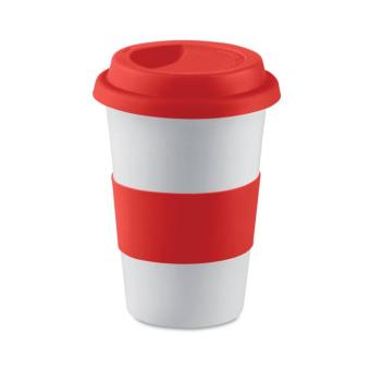 TRIBECA Ceramic mug w/ lid and sleeve Red