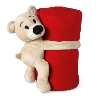 MANTA Fleece blanket with bear Red