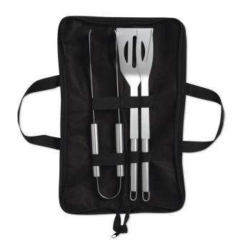 SHAKES 3 Barbecue tools in pouch Black