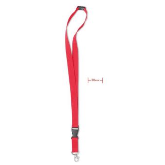 Lanyard with metal hook 20 mm Red