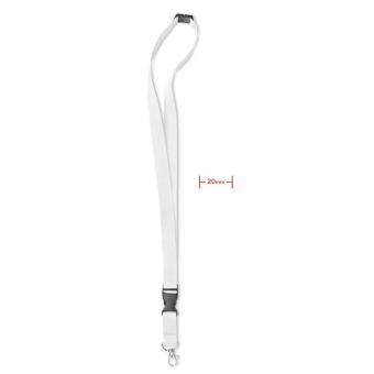 Lanyard with metal hook 20 mm White