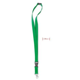 Lanyard with metal hook 20 mm Green