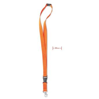 Lanyard with metal hook 20 mm Orange