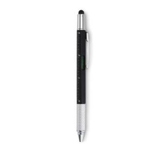 TOOLPEN Spirit level pen with ruler Black