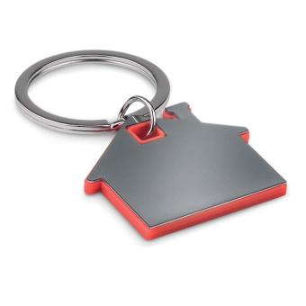 IMBA House shape plastic key ring Red