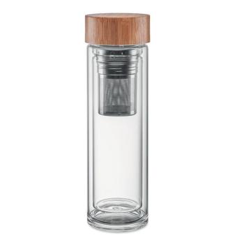 BATUMI GLASS Double wall glass bottle 400ml Transparent