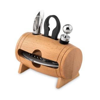 BOTA 4 pcs wine set in wooden stand Timber