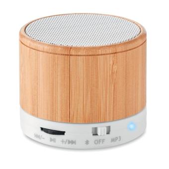Round Bamboo wireless speaker White