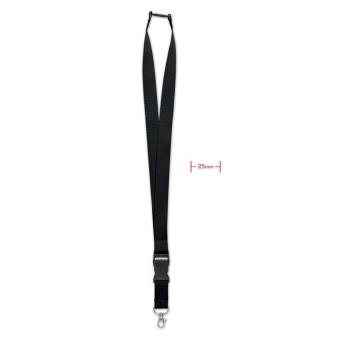 WIDE LANY Lanyard with metal hook 25mm Black