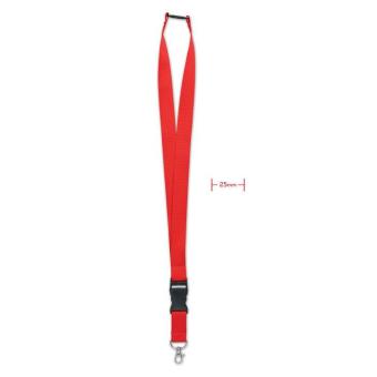 WIDE LANY Lanyard with metal hook 25mm Red