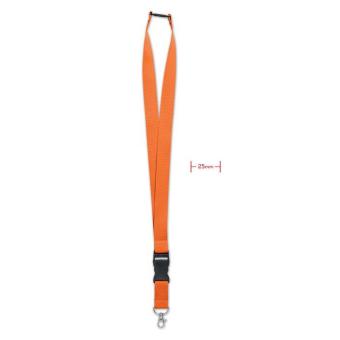 WIDE LANY Lanyard with metal hook 25mm Orange