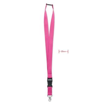 WIDE LANY Lanyard with metal hook 25mm Fuchsia