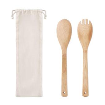 MAYEN SET Salatbesteck Bambus Beige