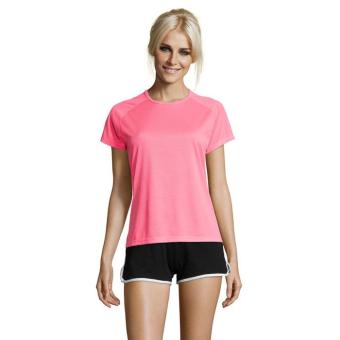 SPORTY WOMEN T-SHIRT POLYES, neon pink Neon pink | XS