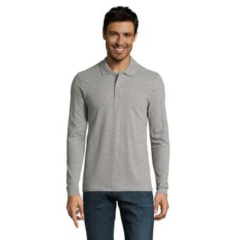 PERFECT LSL MEN PERFECT MEN LSL POLO 180g, Grey melange Grey melange | L