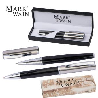 Mark Twain writing set with ball pen and rollerball pen Black