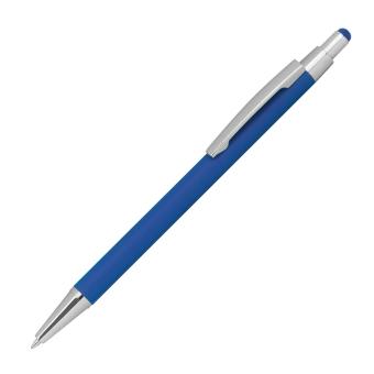 Metal ballpen with rubber coating and touch function Aztec blue