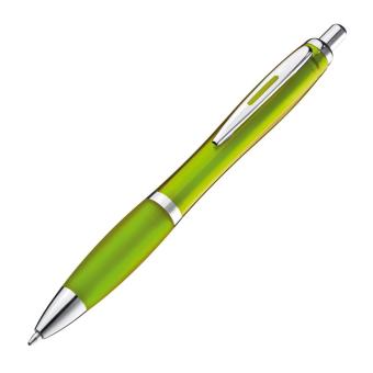 Transparent ball pen with rubber grip Apple green