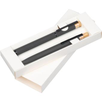 Schreibset mit Kugelschreiber und Rollerball aus recyceltem Aluminium Anthrazit