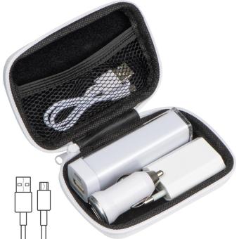 Travel Set Powerbank, EU-Stecker und USB Ladegerät Weiß
