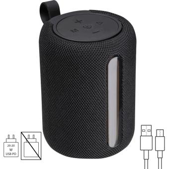 Speaker with LED light, round Black