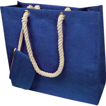 Jutetasche mit Kordelgriffen Blau