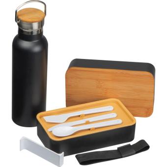 Lunch set vacuum flask & box Black