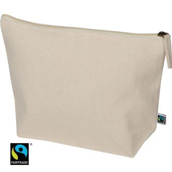 Fairtrade Kulturtasche aus Baumwolle Beige