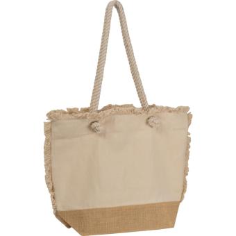 Oeko-Tex ® beach bag natural with jute bottom and cord Fawn