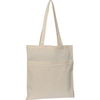 Cotton bag with closable front pocket White