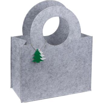 Tasche aus Filz mit Tannenbaumanhänger Grau