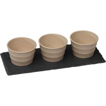 Small bowls set with slate board White