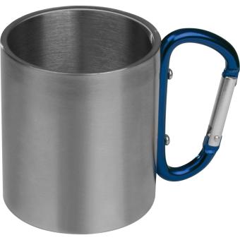 Tasse aus Metall mit Karabinerhaken, 200ml Blau