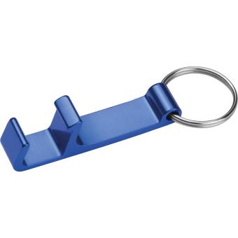 Metal keyring with bottle and can opener Aztec blue