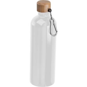 Edelstahltrinkflasche mit Karabiner, 750ml Weiß
