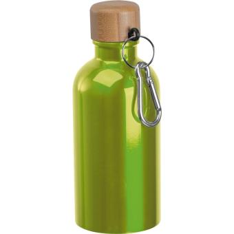 Edelstahltrinkflasche mit Karabiner, 400ml Apfelgrün